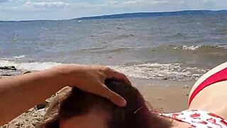 cristallgloss delivers stunning outdoor river blowjob closeup