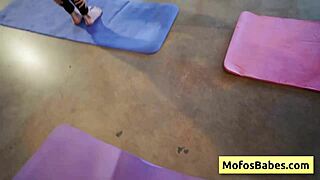 slutty busty blonde lindsey lakes sucks johnny love's big cock in yoga class