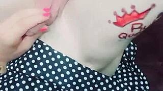 linda jovencita ladyboy strokes her cock then takes deep anal penetration solo