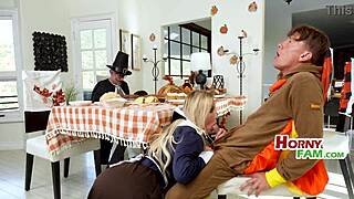 We sneak quick fuck before thanksgiving feast