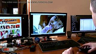 larry pounds horny blonde secretary's throat then unloads facial