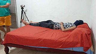 innocent latina babe grabs my throbbing cock and strokes it teasingly at first