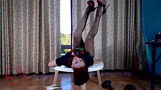 i strip in pantyhose heels at the table