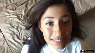 sneaky pov catch turns into bent over tits blowjob