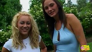 Big nipples harden intensely as lesbian babe pinches licks to wild orgasm outdoors