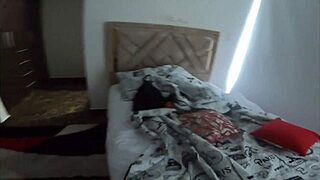 Slutty latin neighbor dances teasing in lingerie then submits to monster cock pounding home alone