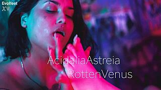 Latina lesbian foot lovers lick toes suck feet then strap on fuck wet pussies and big tits