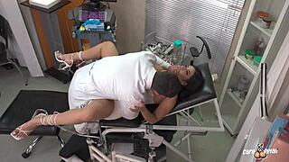 Nick Moreno Destroys Sara Retali's Ass in Gyno Exam with Squirting Anal Creampie