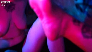 Latina lesbian foot lovers lick toes suck feet then strap on fuck wet pussies and big tits