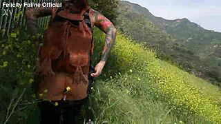 felicity feline drops pants outdoors, ass ready for public fun?