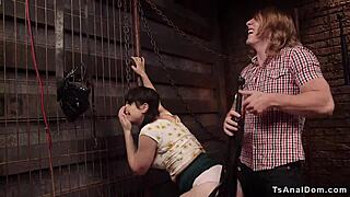 Tranny dominates with hardcore anal pounding on tight friend hole