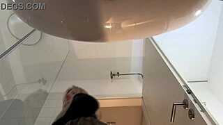 Big Tits Big Ass Blonde Strips Pantyhose Heels Miniskirt Bathroom