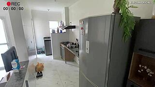 voyeur thrill spying latina maid's provocative short shorts tease