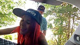 outdoor nature fuck by the lake turns wild with cum on ass!