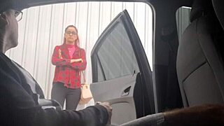 Risky Street Jerk for Waiting Student Girl