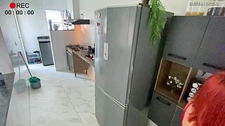 voyeur thrill spying latina maid's provocative short shorts tease