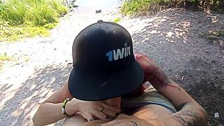outdoor nature fuck by the lake turns wild with cum on ass!