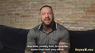 Tattooed brunette's wet pussy pounded raw by inked lover's thick cock