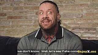 Tattooed brunette's wet pussy pounded raw by inked lover's thick cock