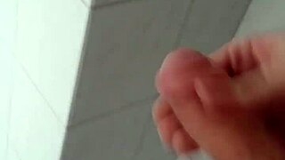 Intense bisexual bathroom masturbation cumshot explosion