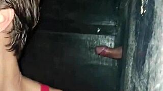 sadira hotwife teases with curvy body at gloryhole taking brazilian monster cock cumshot