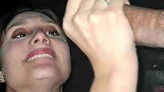 sadira hotwife teases with curvy body at gloryhole taking brazilian monster cock cumshot