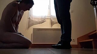 Esclave F Chained COLLAR Poses for Humiliating BDSM Sessions Outdoor!