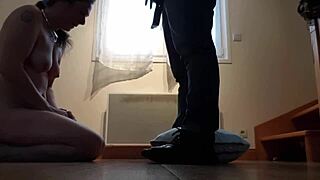 Esclave F Chained COLLAR Poses for Humiliating BDSM Sessions Outdoor!