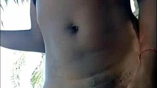 public outdoor squirting creampie up close on wet pussy