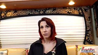 Stunning redhead Scarlett Foxx craves juicy cock after masturbation