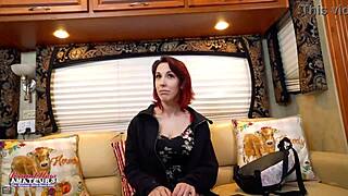 Stunning redhead Scarlett Foxx craves juicy cock after masturbation