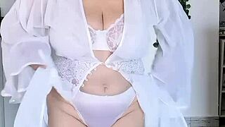 Busty Granny Dances Seductively in Sexy Lingerie Tease 
