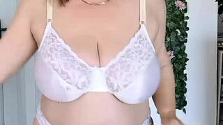 Busty Granny Dances Seductively in Sexy Lingerie Tease 