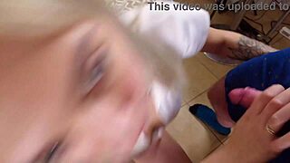 Lucky Old Guy Devours Blonde Beauty's Juicy Blowjob