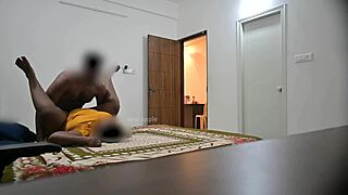 while maid cleans she delivers blowjob then hard pussy fuck