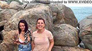 amateur latina blows huge cock outdoors for cuckold thrill