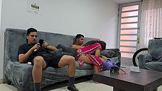 Nala tempts with two throbbing cocks in her mouth