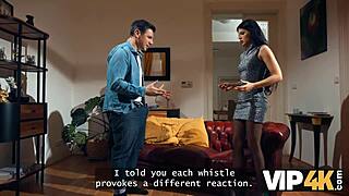 Vip4k Sexy Brunette Sucks Old Cock in Heels and Stockings