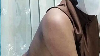 pretty hijab student pleasures herself alone in quiet house