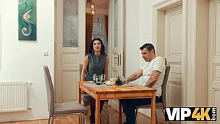 Vip4k Sexy Brunette Sucks Old Cock in Heels and Stockings