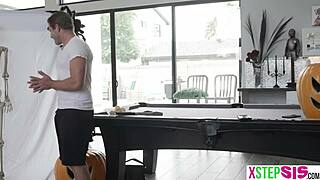 halloween gets mia kay and petite friend bent over craving hardcore bones