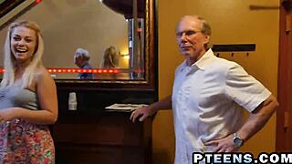 Experienced blonde teen rams two massive dongs hard