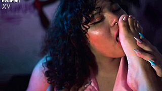 Curvy BBW Latina Facesits and Sits on Feet While Licking Wet Pussy