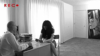 yo check black babe nyomi banxxx riding that white cock deep in her shaved pussy