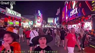 Pattaya Halloween street dances in sexy costumes