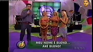 Hey, watch this super positive brazilian blonde rip clothes in axe team strip?