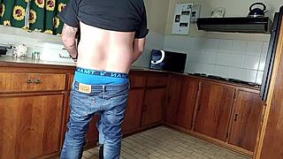 quick kitchen quickie standing fuck wet shaved pussy 😈