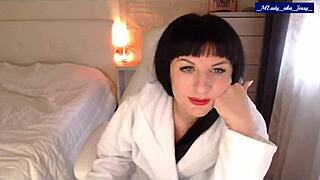 Jessy in Sexy Red Lingerie Fingers Perky Clit and Vibes Wet Pussy