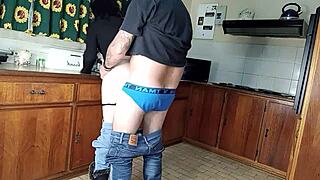 quick kitchen quickie standing fuck wet shaved pussy 😈