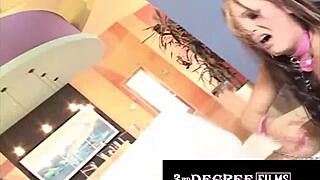 busty blonde and brunette join 3rddegreefilms gangbang for hardcore dp